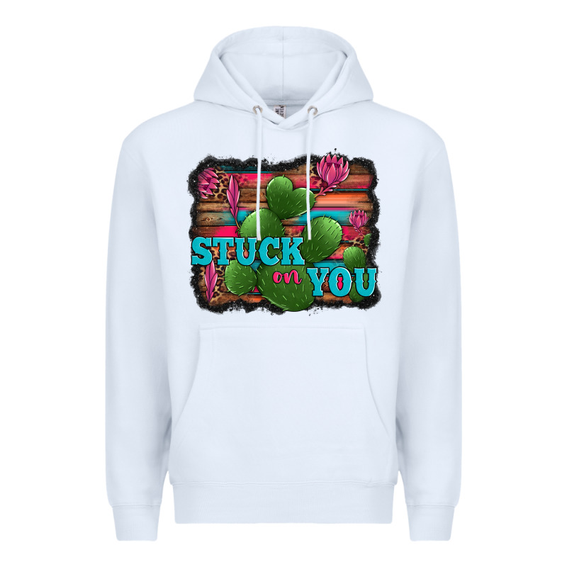 Stuck On You Heart Cactus Serape Leopard Background Premium Hoodie by Jasminsmagicworld | Teevron