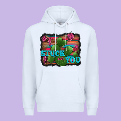 Stuck On You Heart Cactus Serape Leopard Background Premium Hoodie Designed By Jasminsmagicworld