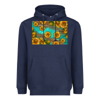 Navy western sunflowers skinny metal can holder Heavyweight Hoodie - HRA Design Shop