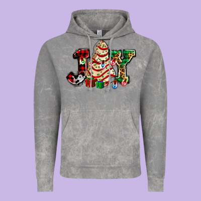 Joy With Christmas Tree Cake Ado Vintage Hoodie Designed By Adodesignshop