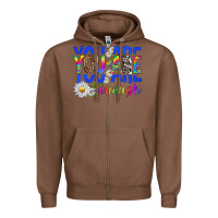 Chestnut you are enough with daisies Zipper Hoodie - texasbilliewilder