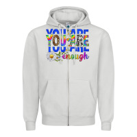 Dove Grey you are enough with daisies Zipper Hoodie - texasbilliewilder