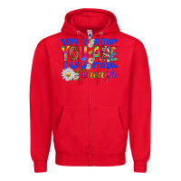 Red you are enough with daisies Zipper Hoodie - texasbilliewilder