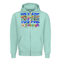 Seafoam you are enough with daisies Zipper Hoodie - texasbilliewilder