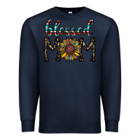 Navy blessed mom Premium Sweatshirt - CowhideDigitalArt