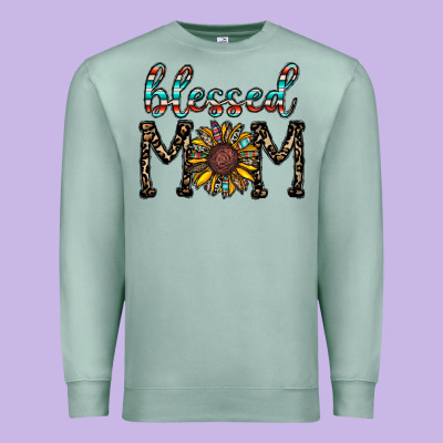 Blessed Mom Premium Sweatshirt Designed By Cowhidedigitalart