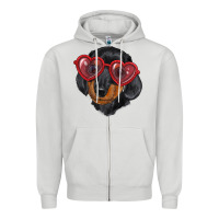 Dove Grey Dachshund with love glasses Zipper Hoodie - RanaPortraitStore