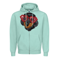 Seafoam Dachshund with love glasses Zipper Hoodie - RanaPortraitStore
