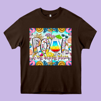 The Pool Is My Happy Place Heavy Core Tee Designed By Cowhidedigitalart