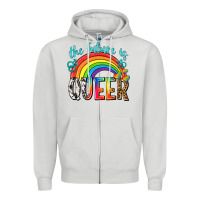 Dove Grey the future is queer Zipper Hoodie - texasbilliewilder