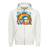 Oatmeal Heather the future is queer Zipper Hoodie - texasbilliewilder