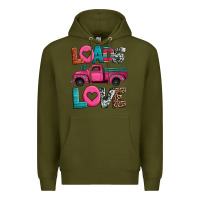 Army Green loads of love valentine's day truck Premium Hoodie - Jasminsmagicworld