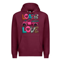 Burgundy loads of love valentine's day truck Premium Hoodie - Jasminsmagicworld