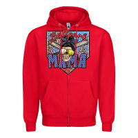 Red ballpark mama Zipper Hoodie - Zillion Design Studio