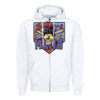 White ballpark mama Zipper Hoodie - Zillion Design Studio