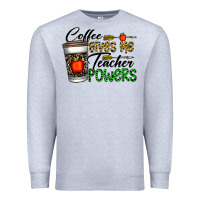 Heather Grey coffee gives me teacher powers Premium Sweatshirt - CowhideDigitalArt