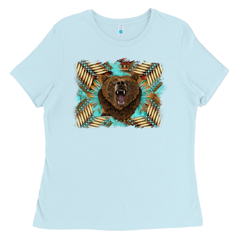 Bear Native American Background Ladies Tee by BarkalooDesign | Teevron