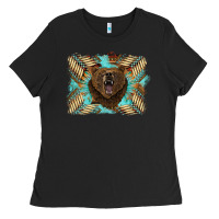 Black bear native American background Ladies Tee - BarkalooDesign