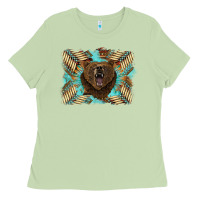 Matcha bear native American background Ladies Tee - BarkalooDesign