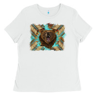 White bear native American background Ladies Tee - BarkalooDesign