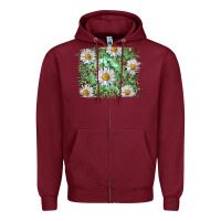 Burgundy Daisy leopard Zipper Hoodie - RanaPortraitStore