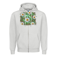 Dove Grey Daisy leopard Zipper Hoodie - RanaPortraitStore
