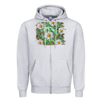 Heather Grey Daisy leopard Zipper Hoodie - RanaPortraitStore