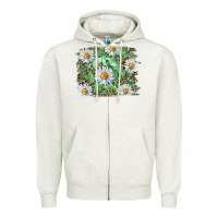 Oatmeal Heather Daisy leopard Zipper Hoodie - RanaPortraitStore