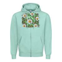 Seafoam Daisy leopard Zipper Hoodie - RanaPortraitStore