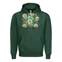 Sports Green Daisy leopard Zipper Hoodie - RanaPortraitStore