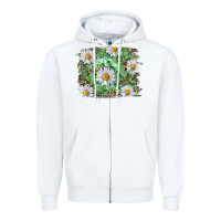 White Daisy leopard Zipper Hoodie - RanaPortraitStore