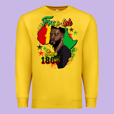 Free Ish Since 1865 Black Man Premium Sweatshirt Designed By Hra Design Shop