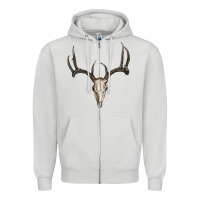 Dove Grey Deer Skull Zipper Hoodie - RanaPortraitStore