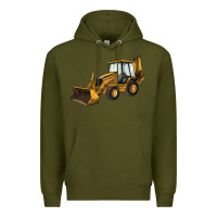 Army Green Backhoe Loader Truck Premium Hoodie - LillyAllenDesigns