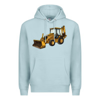 Blue Mist Backhoe Loader Truck Premium Hoodie - LillyAllenDesigns