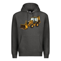 Charcoal Heather Backhoe Loader Truck Premium Hoodie - LillyAllenDesigns