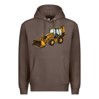 Coffee Backhoe Loader Truck Premium Hoodie - LillyAllenDesigns