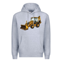Heather Grey Backhoe Loader Truck Premium Hoodie - LillyAllenDesigns