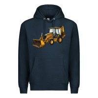 Navy Backhoe Loader Truck Premium Hoodie - LillyAllenDesigns