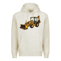 Oatmeal Heather Backhoe Loader Truck Premium Hoodie - LillyAllenDesigns