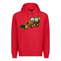 Red Backhoe Loader Truck Premium Hoodie - LillyAllenDesigns