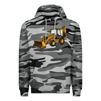 Slate Camo Backhoe Loader Truck Premium Hoodie - LillyAllenDesigns