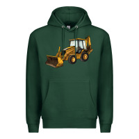 Sports Green Backhoe Loader Truck Premium Hoodie - LillyAllenDesigns