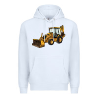 White Backhoe Loader Truck Premium Hoodie - LillyAllenDesigns