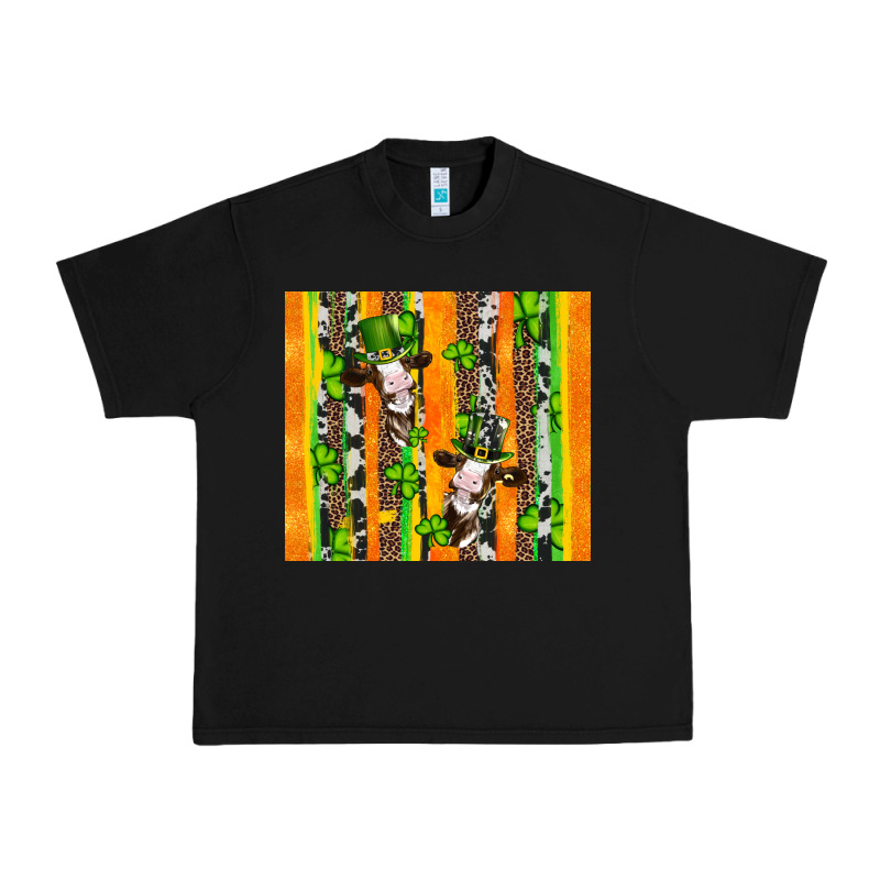 St Patricks Cow And Shamrock With Cowhide Urban Heavy Tee by Artiststas | Teevron