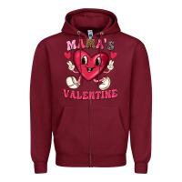 Burgundy mamas valentine with cute heart Zipper Hoodie - texasbilliewilder