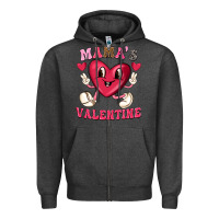 Charcoal Heather mamas valentine with cute heart Zipper Hoodie - texasbilliewilder