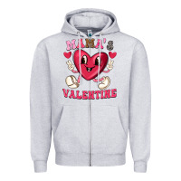 Heather Grey mamas valentine with cute heart Zipper Hoodie - texasbilliewilder
