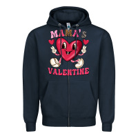 Navy mamas valentine with cute heart Zipper Hoodie - texasbilliewilder