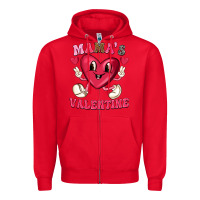 Red mamas valentine with cute heart Zipper Hoodie - texasbilliewilder